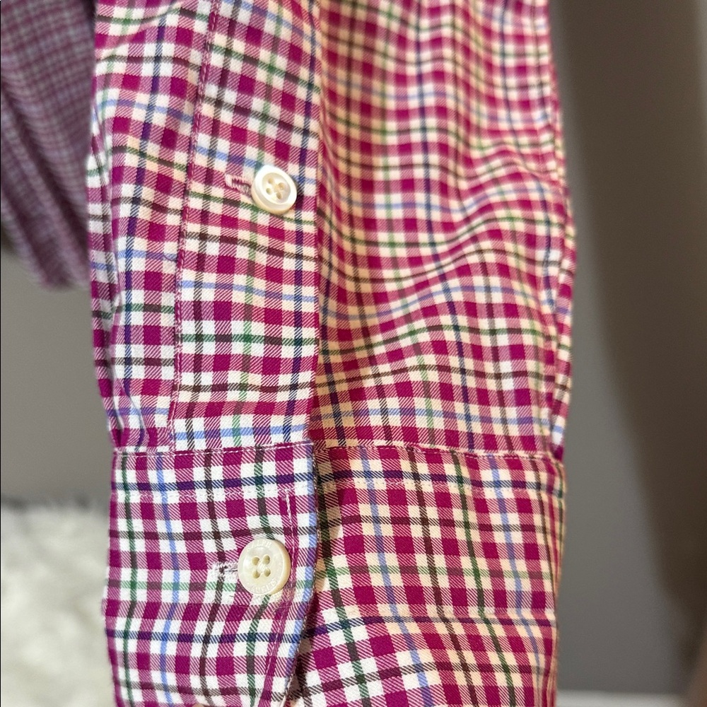 Polo by Ralph Lauren Slim Fit Men's Burgundy Checkered Shirt XL - Picture 6 of 7